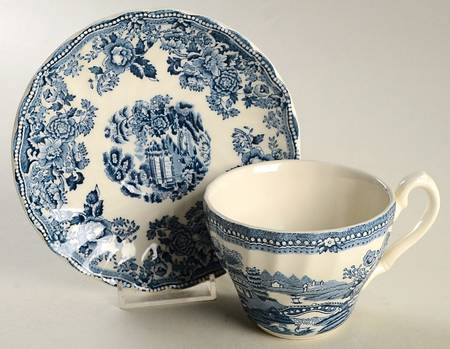 Tonquin Blue (Myott Meakin Backstamp) Flat Cup & Saucer Set
