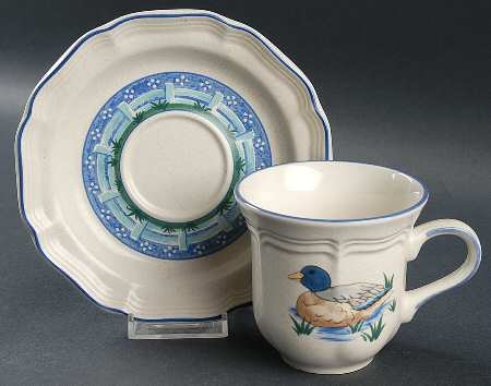 Calico Circle Flat Cup & Saucer Set
