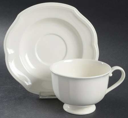 Newport White Footed Cup & Saucer Set