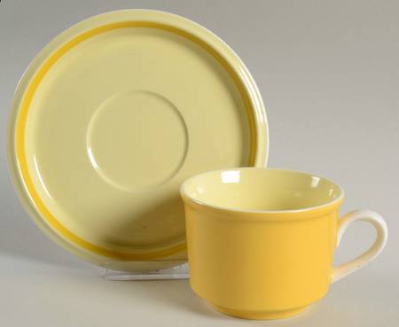 Country Store Yellow Flat Cup & Saucer Set