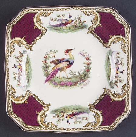 Chelsea Bird Red Square Bread & Butter Plate