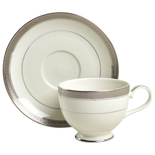 Palatial Platinum Footed Cup & Saucer Set