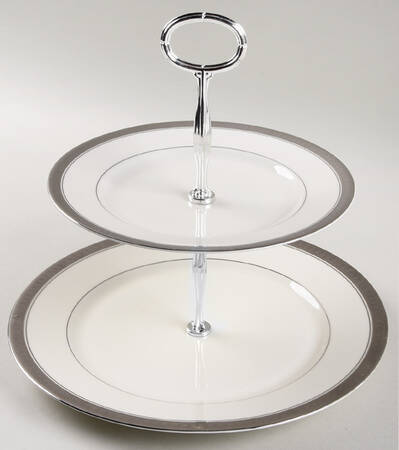 Palatial Platinum 6 5/8"-10"  2 Tiered Serving Tray (Dp, Sp) HC