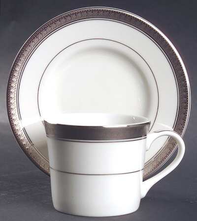 Palatial Platinum Flat Demitasse Cup & Saucer Set