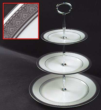 Palatial Platinum 13 7/8"-14 1/4" 3-Tiered Serving Tray(DP,SP,BB) HC