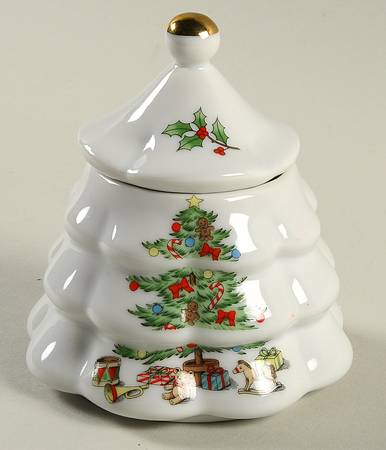Home for the Holidays (Gold Band&Trim) Sugar Bowl & Lid