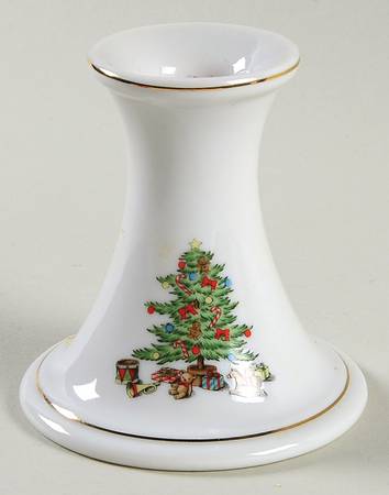 Home for the Holidays (Gold Band&Trim) Single Light Candlestick