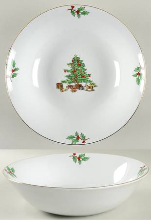 Home for the Holidays (Gold Band&Trim) 9" Round Vegetable Bowl