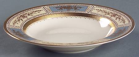 Pompadour Blue Rim Soup Bowl