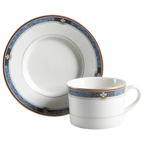 Serena Blue Flat Cup & Saucer Set