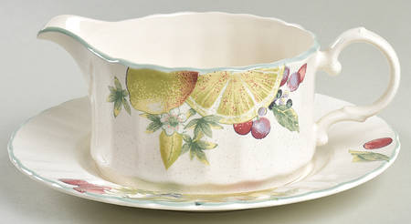 Natures Scenery Round Gravy Boat & Underplate (Salad Plate)