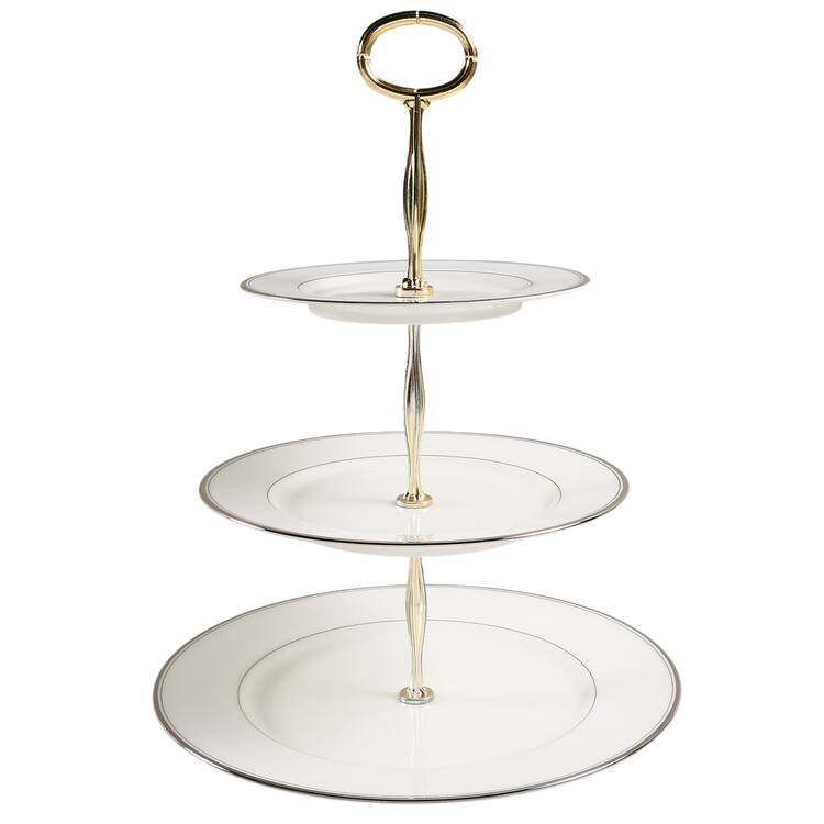 Gothic Platinum 13 7/8"-14 1/4" 3-Tiered Serving Tray(DP,SP,BB) HC