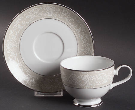 Bavarian Platinum Footed Cup & Saucer Set