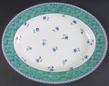 Blue Medley 14" Oval Serving Platter