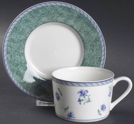 Blue Medley Flat Cup & Saucer Set