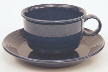 Harbour Blue Flat Cup & Saucer Set