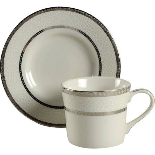 Imperial Flair Platinum Flat Demitasse Cup & Saucer Set