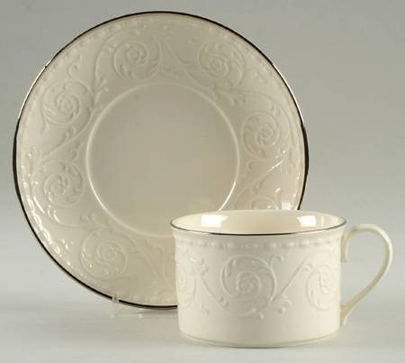 Plaza Platinum Flat Cup & Saucer Set