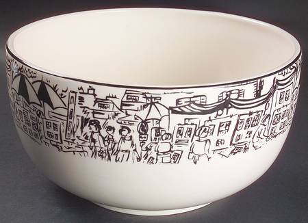 Parisian Scenes 11" Large Salad Serving Bowl