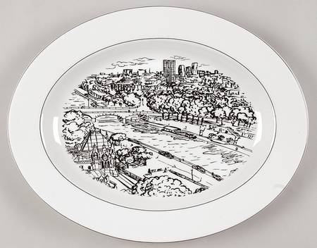 Parisian Scenes 14" Oval Serving Platter