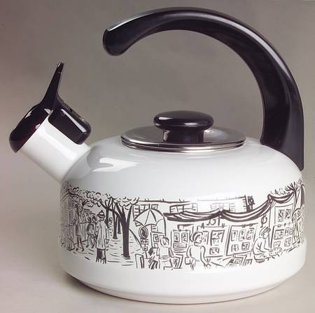 Parisian Scenes Metal Kettle & Lid