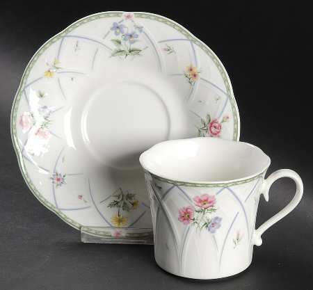 Spring Prose Flat Cup & Saucer Set