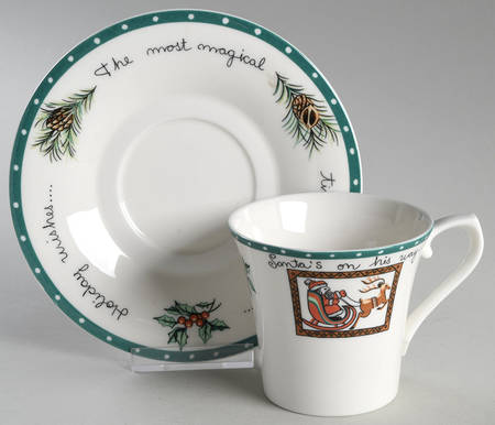 Christmas Wish Flat Cup & Saucer Set