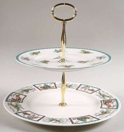 Christmas Wish 6 5/8"-10"  2 Tiered Serving Tray (Dp, Sp) HC