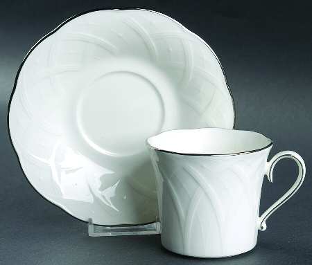 White House Platinum Flat Cup & Saucer Set