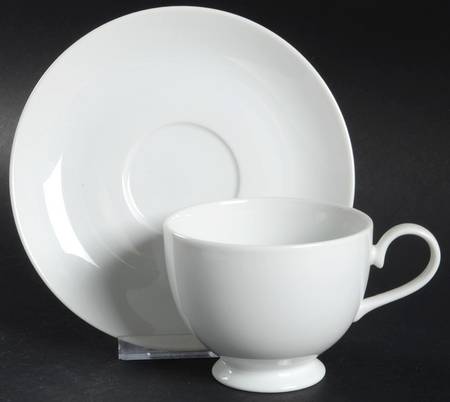 Athena White Footed Cup & Saucer Set