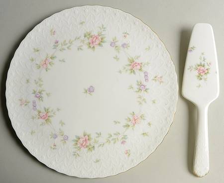 Endearment Cake Plate & Solid Ceramic Server Set (No Box)
