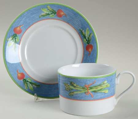 Village Market Blue Flat Cup & Saucer Set