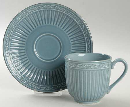 Dresden Blue Flat Cup & Saucer Set