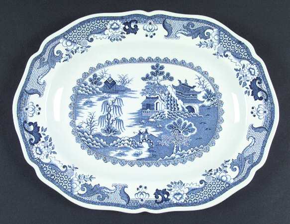 Willow Blue (Design Off Edge) 13" Oval Serving Platter