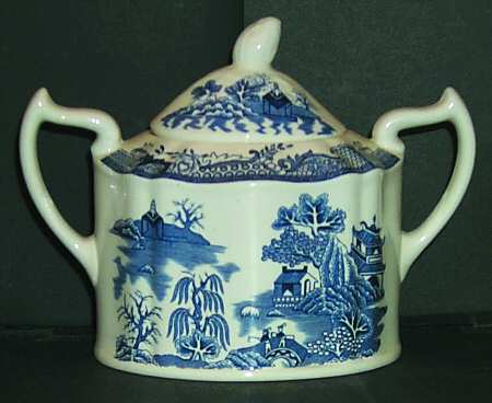 Willow Blue (Design Off Edge) Sugar Bowl & Lid
