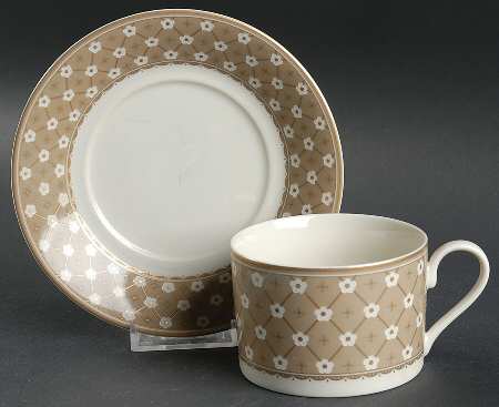 Dubonnet Beige Flat Cup & Saucer Set