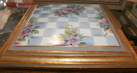 Morning Glory Square Wood Frame  Trivet