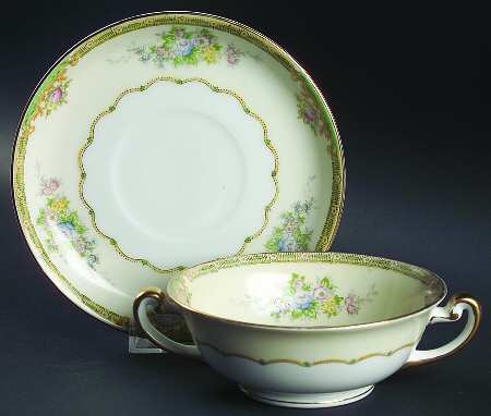 Calais Footed Cream Soup Bowl & Saucer Set