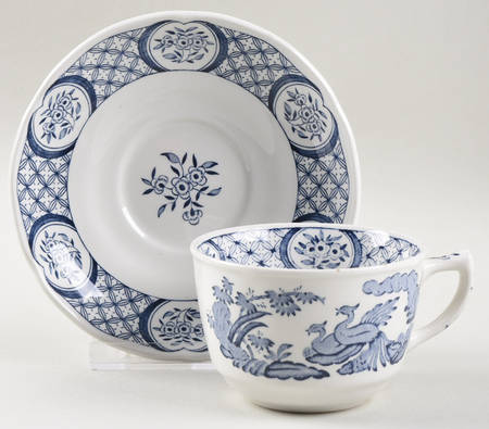 Old Chelsea Blue Flat Cup & Saucer Set