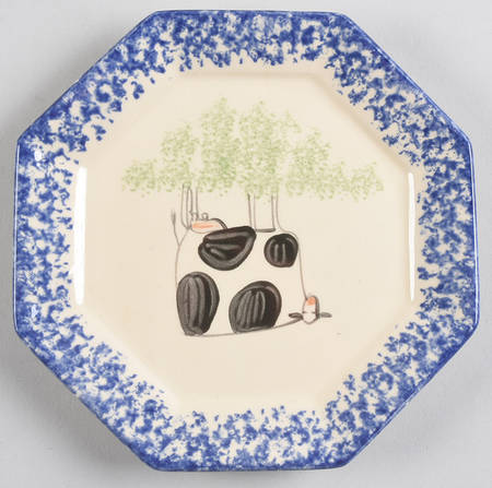 Molly's Cows Blue Small Octagonal Bread & Butter Plate