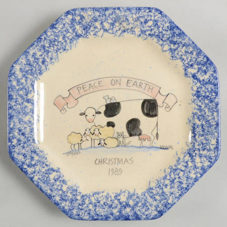 Molly's Cows Blue 6" Wall Plate