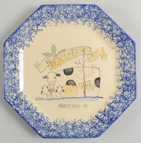 Molly's Cows Blue 9" Wall Plate