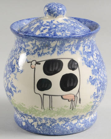 Molly's Cows Blue Sugar Bowl & Lid