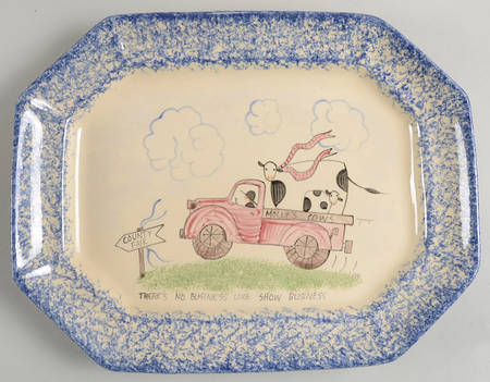 Molly's Cows Blue 14" Oval Serving Platter