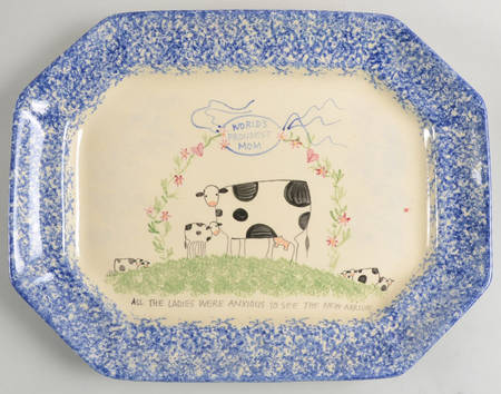 Molly's Cows Blue 14" Oval Serving Platter