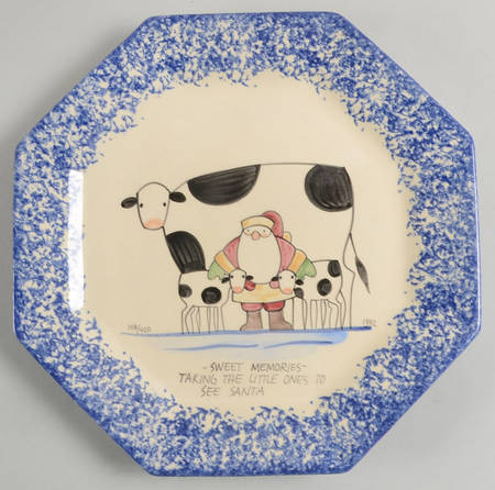 Molly's Cows Blue Octagonal Luncheon Plate