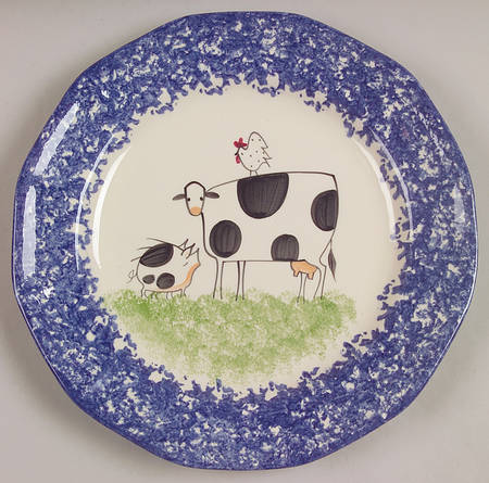 Molly's Cows Blue Dinner Plate