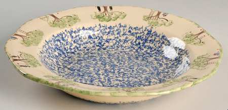 Molly's Cows Blue Large Rim Soup Bowl