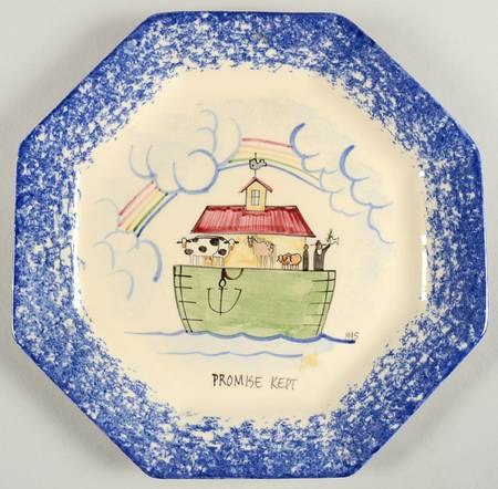 Molly's Cows Blue Octagonal Luncheon Plate