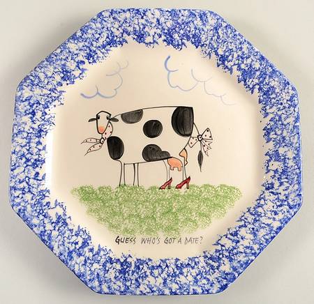 Molly's Cows Blue Octagonal Luncheon Plate